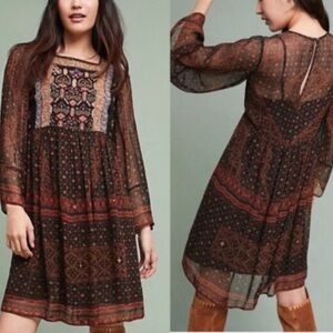 AKEMI + KIN | Anthropologie Munro Sheer Black Boho Dress Women’s Size Small